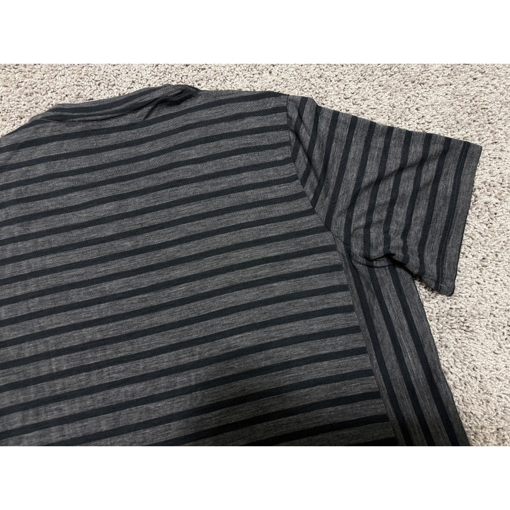Icebreaker Cool-Lite Wool Blend T Shirt Gray Stripe Base Layer Hiking Mens Large - Picture 9 of 15